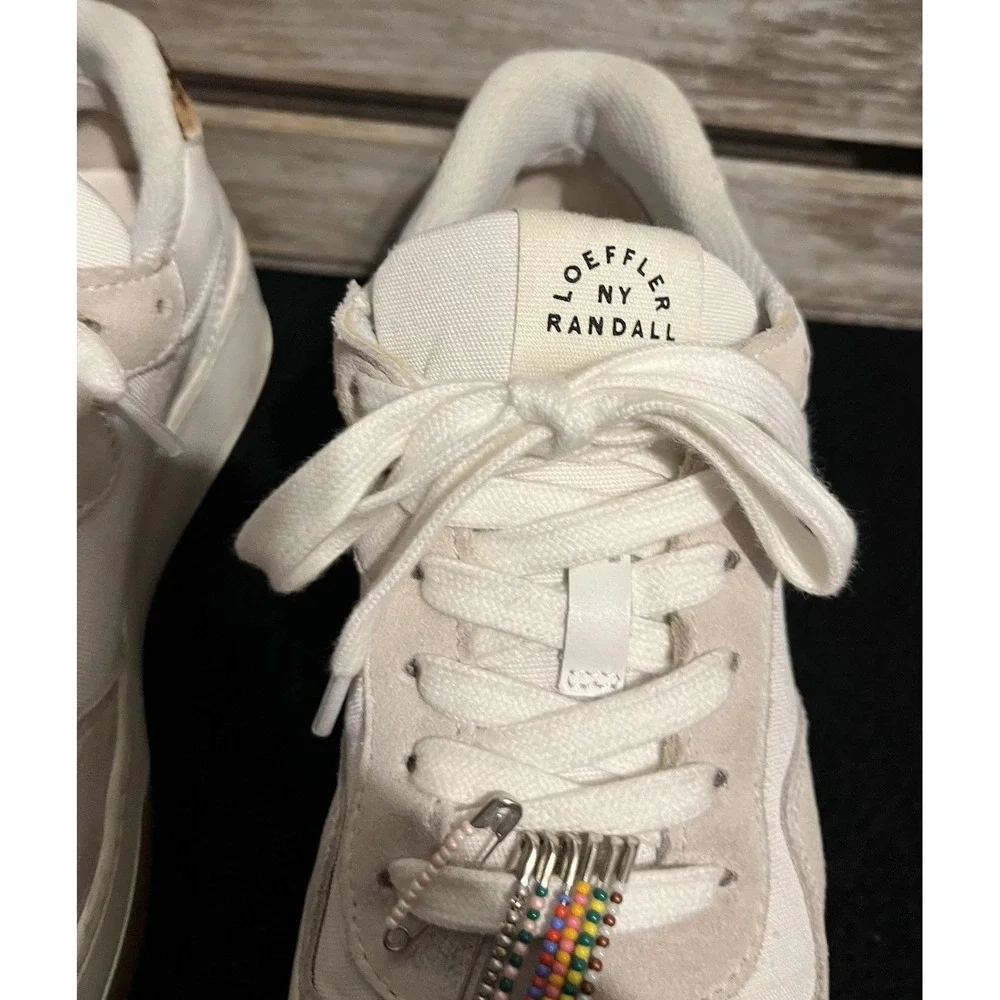 Loeffler Randall Gia Sneakers 7.5 Cream‎ Suede Canvas Leopard Beaded Portugal